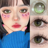 1Pair Hot Selling Colored Contact Lenses for Eyes With Diopters 0~-8.00 Degree Green Makeup Lens Soft Korea Beauty Pupils