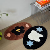 Oval Tufting Bathroom Mat Soft Tufted Cartoon Tooth Floral Bedroom Carpet Bedside Rug Floor Anti Slip Pad Aesthetic Home Decor