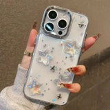 Luxury 3D Glitter Star Clear Phone Case For iPhone 16 15 14 13 12 Pro Max Plus Star Glitter Transparent Case Bumper Cover