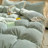 Romantic Continuation Gentle Milk White Carved Milk Velvet Lace Four Piece Set 8m Thi Warmth Fce French Sle Bedding