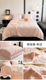 Pink Tulip Jacquard Blanket Flower Gifts for Girls Women Floral Throw Blankets Soft Warm Cozy Fleece Blanket for Couch Sofa Bed