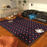 Living room modern retro blue carpet stripes lines bedroom bedside soft rug coffee table leisure area plush floor mat Alfombra