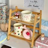 Double Layer Wooden Desktop Display Storage Rack Kitchen Cabinet Holders Spice Racks Storage Shelf for Kitchen Desktop Organizer