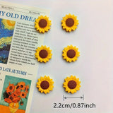 10PCS Oval-Shaped Plastic Sunflower Fridge Magnets for Kitchen & Dining Decor