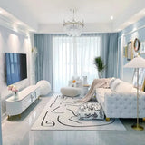 Black White Minimalist Living Room Sofa Carpet Abstract Lines Bedroom Bedside Carpets Modern Art Plush Rug Comfortable Soft Rugs