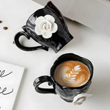 French Minimalist Style Relief Pattern Coffee Cup And Saucer Milk Coffee Mug Creative Styling Desktop Ornament Home Decoration