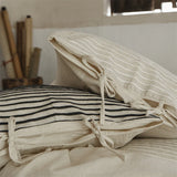 Linen Cotton Simple Stripes Jacquard Nordic Style Bedding Set Single Double Queen King Duvet Cover Flat/Fitted Sheet Pillowcase