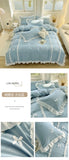 Korean Princess Style Bowknot Bedding Sets Lace Duvet Cover Fitted Sheet For Girl Woman Bedroom Decor Bed Linens Home Textiles