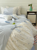 Girls Heart Pure Cotton Waed Cotton Four-Piece Set Soft Lace  Knot Pure Cotton Bedding eets Duvet Cover Bed Acce...
