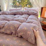 2025 new soft waxy waxy wash quilt cover Knitted double layer single bed sheet Little fresh polka dot bedding