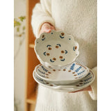 Japanese Style Ceramic Creative Double Ear Plate Tableware Household Ceramic Plate