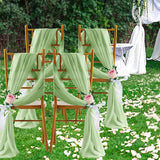 12Pcs Wedding Chair Sashes 7x108Inch Sheer Chiffon Chair Fabric Covers for Party Christmas Bridal Baby Shower Wedding Decoration