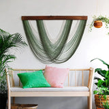 Ikeehome  Wooden Arc-shaped Decorative Tapestries, Home Living Room Wall Hangings, Hand-woven Decorative Tapestries 100x70cm/100x60cm