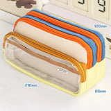 Color-Block Pen Bag Multi-Compartment Transparent Pocket Pencil Case Large Capacity with Zipper Multi-layer Pen Pouch