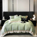 Pink Jacquard Bedding Sets Luxury Satin Cotton Embroidery Duvet Cover Fitted Bed Sheet Pillowcases Home Textile