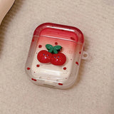 Cute Fresh 3D Cherry Soft TPU Earphone Case For Airpods 4 Pro 2 2nd Generation Air Pods 3 1 3rd Gen Cover With Pearl Bracelet