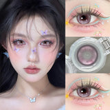 2PCS Red Anime Cosplay Color Contact Lenses With Degree 0~-8.00 Myopic Party Purple Cute Eye Lenses Pupils Makeup Lens
