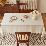 Cotton Linen Striped Tassel Tablecloth Household Rectangular Dust-Proof Tablecloth Suitable For Kitchen Dinning Tabletop Decor