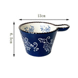 Ceramic Bowl with Handle Multifunctional Baking Bowl Oven Microwave Handmade French Tableware Coffee Cup Breakfast Cereal Bowl