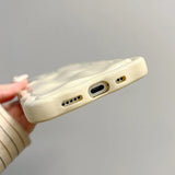 Solid Color Gloss 3D Wave Texture Phone Case for iPhone 16 15 14 13 16 Pro Max Soft Silicone Shockproof Protection Coque Cover