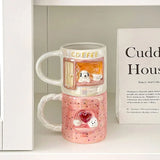 Cute Cartoon Pearlescent Relief Puppy Mug Home High Appearance Level Ceramic Cup Kitchen Creative Couple Breakfast Coffee Cups