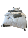 Cute Rabbit Embroidery Cotton Bedding Set Fre Sle Pure Cotton Bed eet Cover Quilt Cover Four Piece Set Luxury Girls Heart