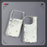 Glitter Snowflake Quicksand Cartoon Snowman Bling Flower Case For iPhone 17pro max 16 15 14 13 12 Pro Max Lovely Winter Cover