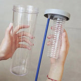 Plastic Water Bottle Portable with Straw Fruit Infuser Tea Juice Cup Fitness Outdoor Travel Bottles Kettle Transparent Straw Cup