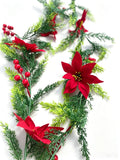 Hanging 180CM pine needles pine cypress red fruit poinsettia Christmas wreath rattan ring Christmas decorations