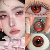 2PCS Red Colored Contact Lenses  Halloween Contact Lenses Role playing Beauty Makeup Products Enlarge Eyes Fast Yearly