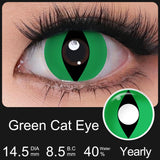 Yearly Use Cat Eye Halloween Contact Lenses For Eyes Cosplay Colored Eye Contacts Green/White Cosmetic Cosplay 14.5mm