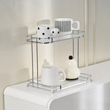 Double-layer desktop storage rack, unassembled acrylic storage stand, ironware kitchen organizing rack, space-saving desktop storage rack. Suitable for office desks, home makeup tables