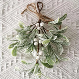 Frosted Artificial Mistletoe Fake Sprigs Bunches Stems Festive Fake Flowers Durable Christmas Decoration For Home Winter Indoor