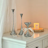 Silver Candlestick,Wedding Party Christmas Festival Dining Table Decor,Home Metal Candle Holder Photo Prop