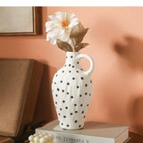 Art Black Spotted Ceramic Vase Flower Pots Decorative Arrangement Desk Decoration Ornaments Crafts Floral Vases