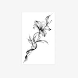 Black Lily Tattoo Sticker, Temporary Tattoo, Cold High-End Floral Back Strip, Waterproof Body Art for Women, Long-Lasting Design