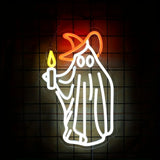 Candle Ghost LED Wall Light Halloween Bedroom Decor LED Neon Sign Rural Cabin Holiday Party Men Cave Kid Room Interior Wall Lamp