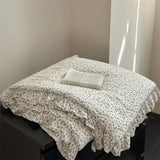 2025 spring and summer new knitted cotton French small floral printing lace summer quilt summer cool quilt air conditioner quilt