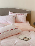 Cute Embroidered Waed Cotton Bedding Set Tee Four Pieces Color Woven Pure Cotton Bed eet Quilt Cover Bed Canopy