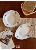 Swallow Oval Plates High-end Household Ceramic Serving Plate Ins White Breakfast Tray Retro Afternoon Tea Dessert Tableware