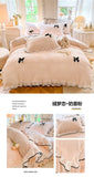 Korean Princess Style With Black Bow Lace Ruffles Pleat Milk Velvet Bedding Set Bedroom Decor Duvet Cover Bed Sheet Pillowcase