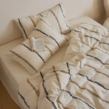 Cotton and Linen Bedding Sets Stripe Yarndyed Duvet Cover Set Sheet Pillowcase Underwear Bed Linens