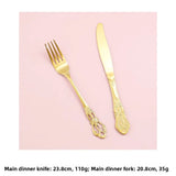 Retro Ins Luxury Relief Stainless Steel Fork And Knife Set Golden And Silver Home Dining Utensils Steak Knife And Fork Set