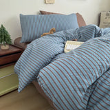 3pcs Retro Striped Japanese Duvet Cover Set Soft Polyester Grid Quilt Cover Full Queen Size Bedding Set without Sheet Drop Ship