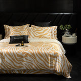 4pcs printed luxury high-end silk bedding set soft satin single double duvet cover pillowcase flat sheet or fitted sheet set