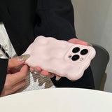 Lovely Pink 3D Bubble Gloss Silicone Shockproof Phone Back Cover Fundas Case For iPhone 11 12 13 14 15 16 Pro Max Plus Coque