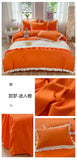 Princess Style Girls Bedding Set Ruffle Duvet Cover With Lace Korean Four Piece Set Quilt Cover Pillowcase Wedding Bedroom Decor
