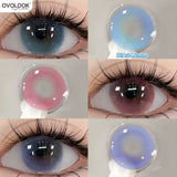 1 Pair 14.2/14.5mm Myopia Colored Contact Lenses For Eyes Fashion Natural Brown Lens Beauty Color Pupil Blue Purple Pink