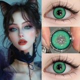 2Pcs Halloween Cosplay Color Contact Lenses for Eyes with Degree Cosmetic Lens Green Eyes Makeup Soft Blue Beauty Pupil