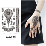 Black Henna Temporary Tattoos for Women Lace Flower Mehndi Sticker for Hand Fake Henna Tattoo Sticker Body Art Wedding Tatoo